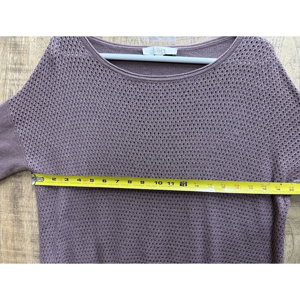 LOFT women sz L crew neck pullover dirty rose casual sweater merino wool blend